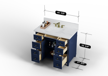Kensington 41.5 in All Wood Vanity in Navy Blue - Cabinet Only ER VANITIES