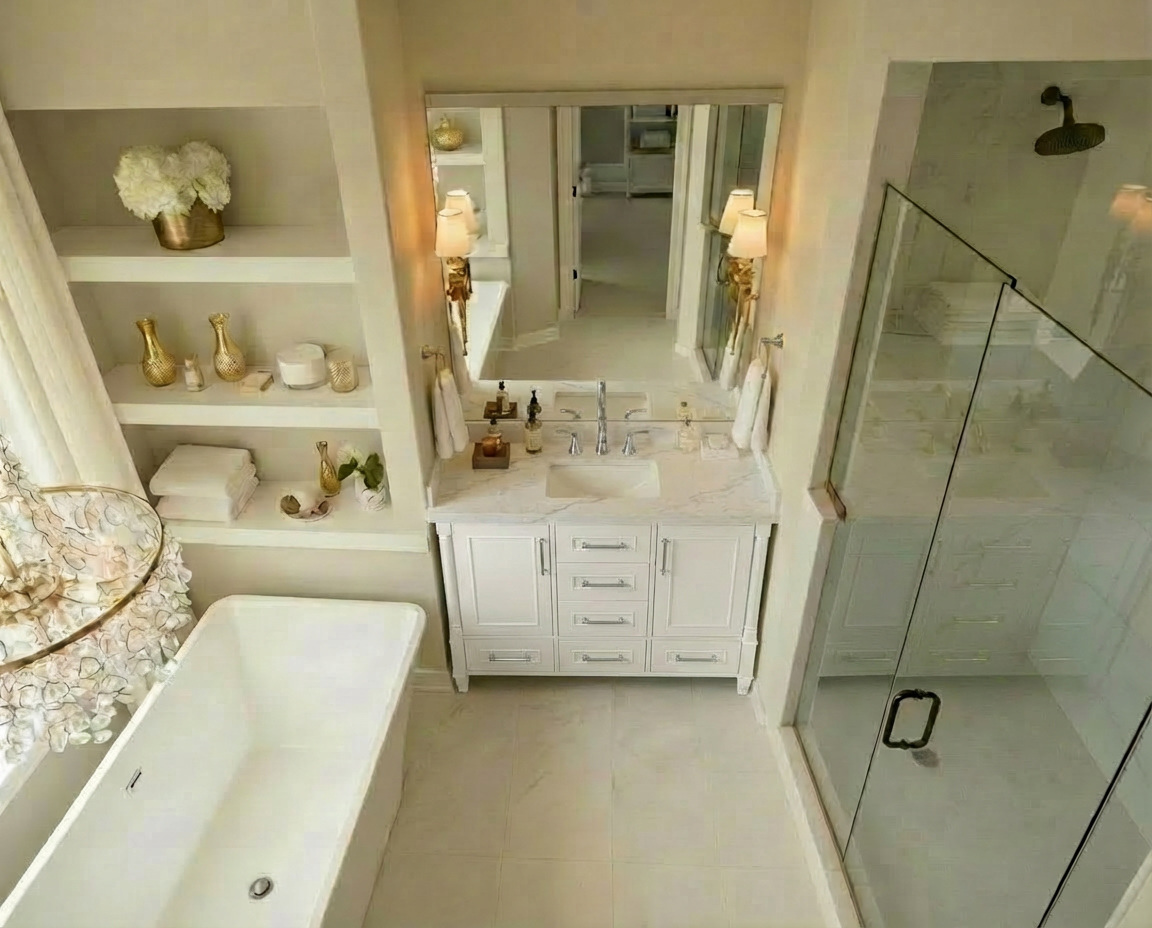 Atlanta 47.5 inch Single or Double Bathroom Vanity in White- Cabinet Only