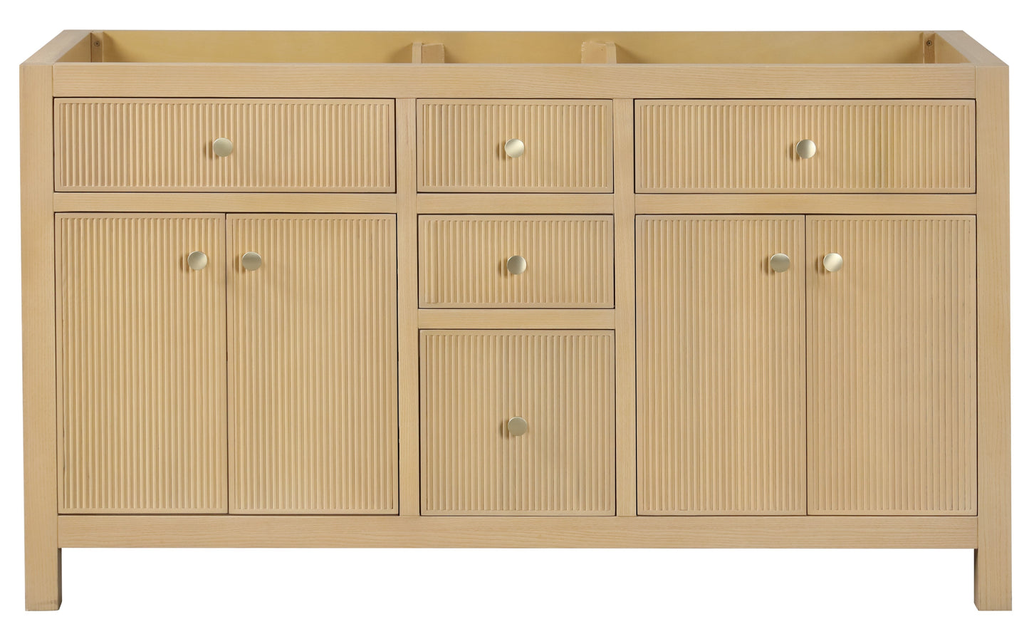 Bristol 59.5 in. Double Sink All Wood Vanity in Natural White Ash - Cabinet Only