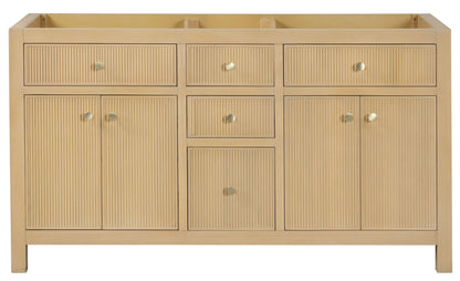 Bristol 59.5 in. Double Sink All Wood Vanity in Natural White Ash - Cabinet Only
