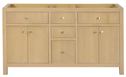 Bristol 59.5 in. Double Sink All Wood Vanity in Natural White Ash - Cabinet Only