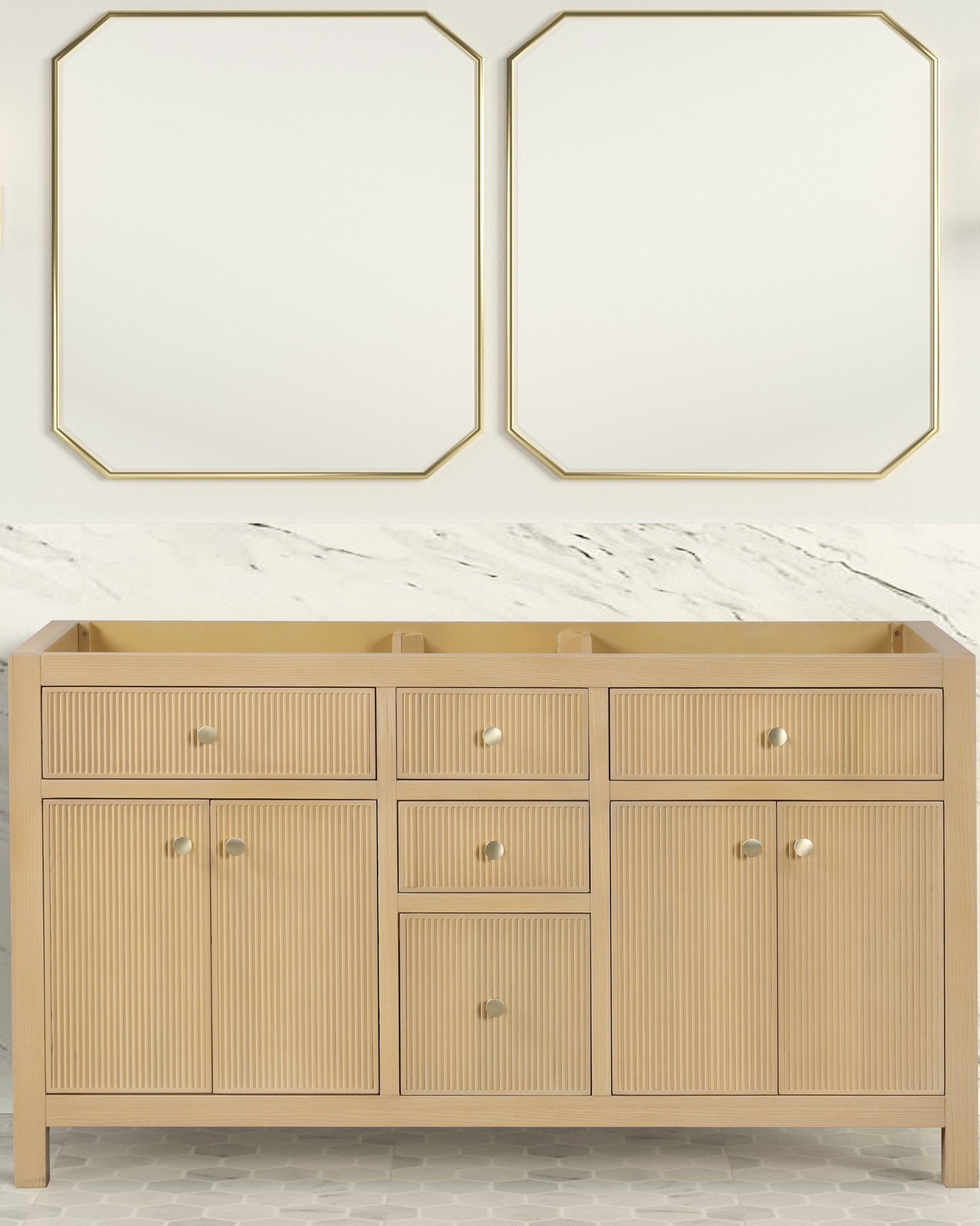 Bristol 59.5 in. Double Sink All Wood Vanity in Natural White Ash - Cabinet Only