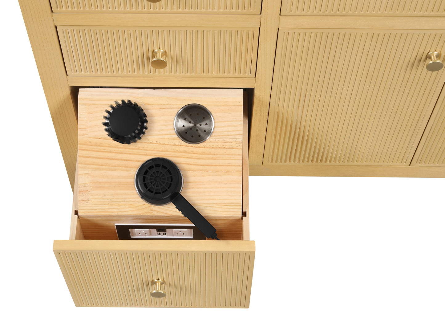 Bristol 59.5 in. Single Sink All Wood Vanity in Natural White Ash - Cabinet Only