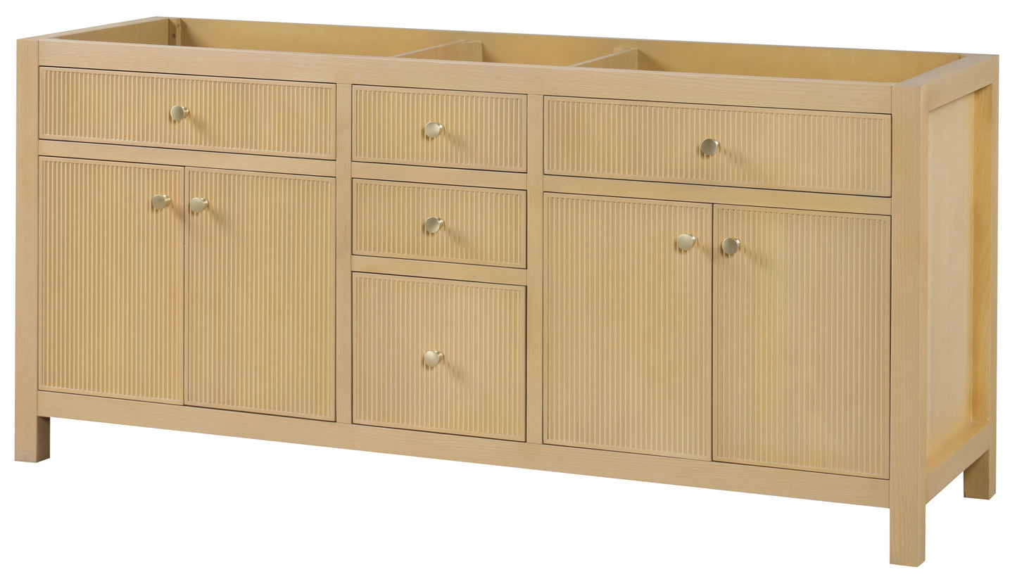Bristol 71.5 in. Double Sink All Wood Vanity in Natural White Ash - Cabinet Only