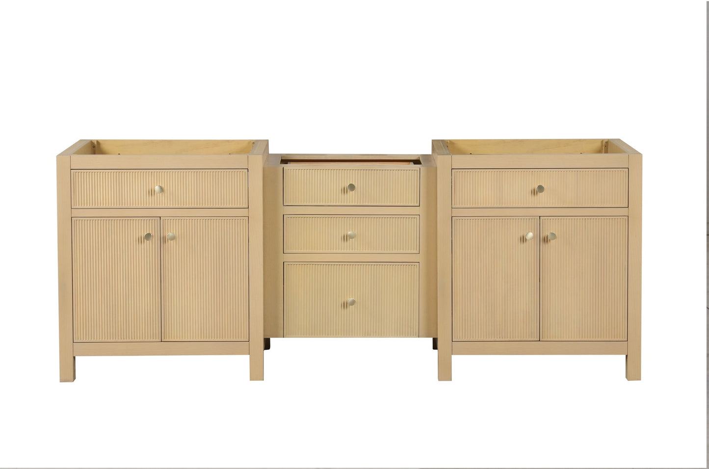 Bristol 84 in. (3 Drawer Bridge) All Wood Vanity in Natural White Ash - Cabinet Only