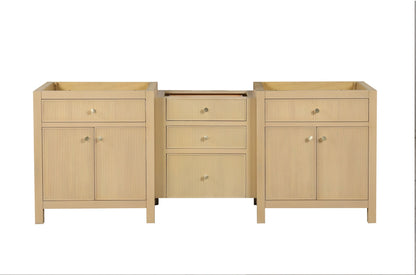 Bristol 84 in. (3 Drawer Bridge) All Wood Vanity in Natural White Ash - Cabinet Only