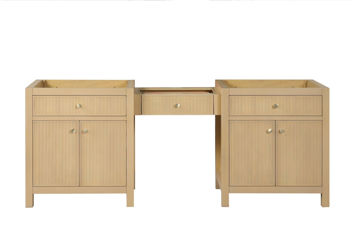 Bristol 84 in. (Make Up Bridge) All Wood Vanity in Natural White Ash - Cabinet Only