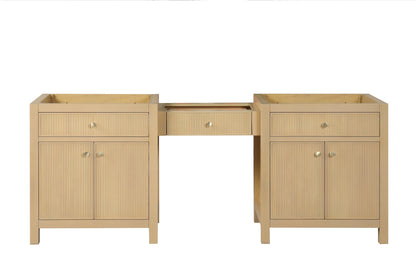 Bristol 84 in. (Make Up Bridge) All Wood Vanity in Natural White Ash - Cabinet Only