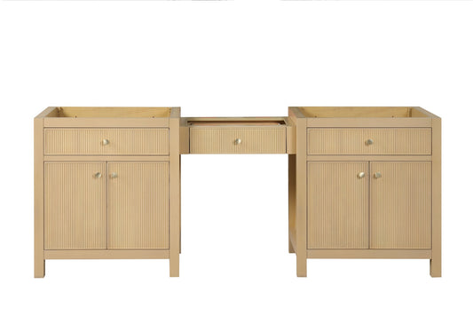 Bristol 84 in. (Make Up Bridge) All Wood Vanity in Natural White Ash - Cabinet Only