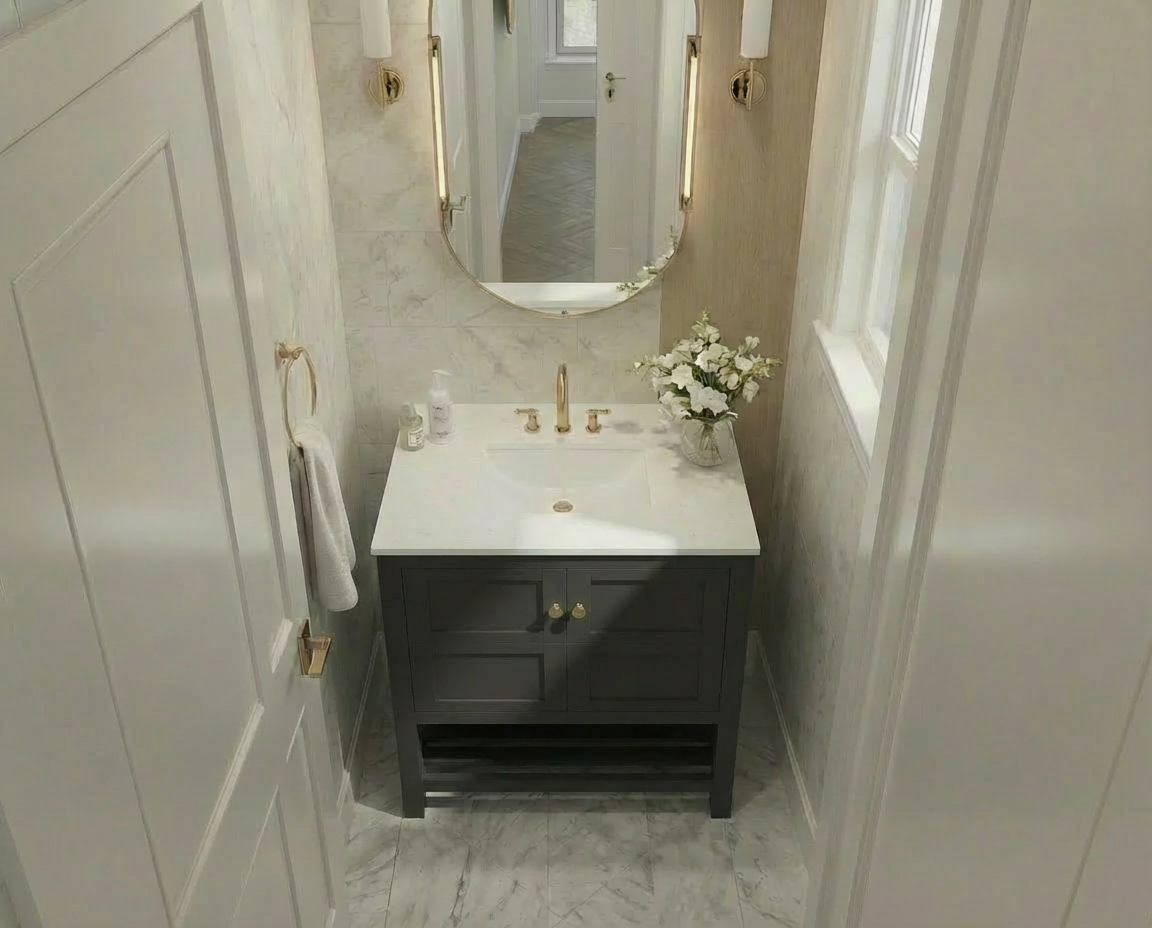 Nearmé Dallas 29.5 Inch Bathroom Vanity in Black- Cabinet Only
