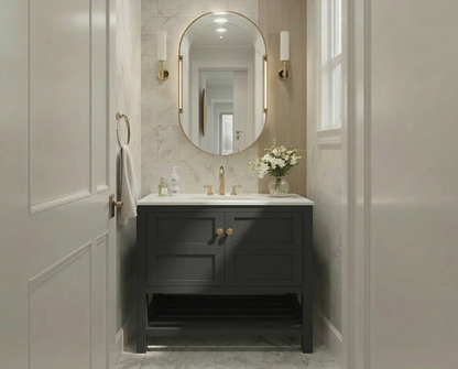 Nearmé Dallas 35.5 Inch Bathroom Vanity in Black- Cabinet Only