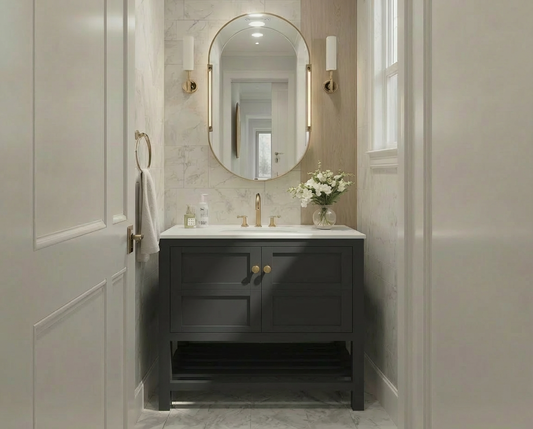Nearmé Dallas 35.5 Inch Bathroom Vanity in Black- Cabinet Only