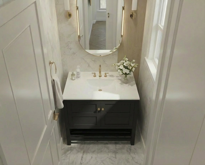 Nearmé Dallas 35.5 Inch Bathroom Vanity in Black- Cabinet Only