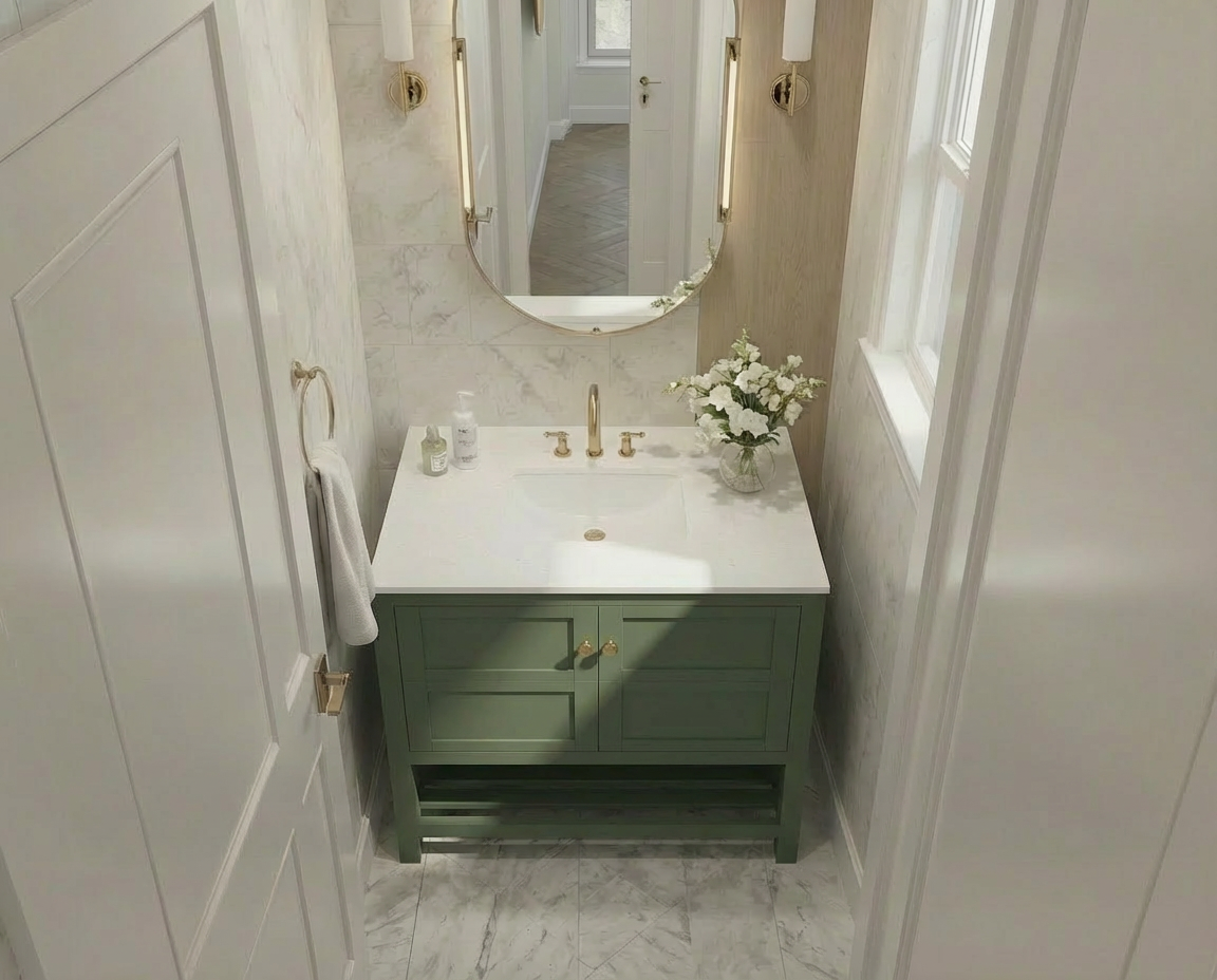Nearmé Dallas 35.5 Inch Bathroom Vanity in Sage- Cabinet Only