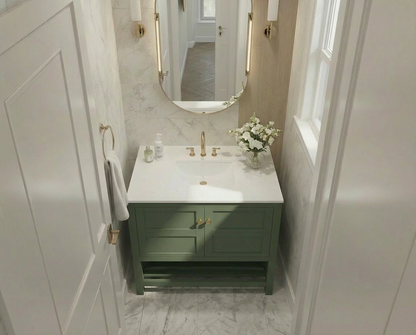 Nearmé Dallas 35.5 Inch Bathroom Vanity in Sage- Cabinet Only