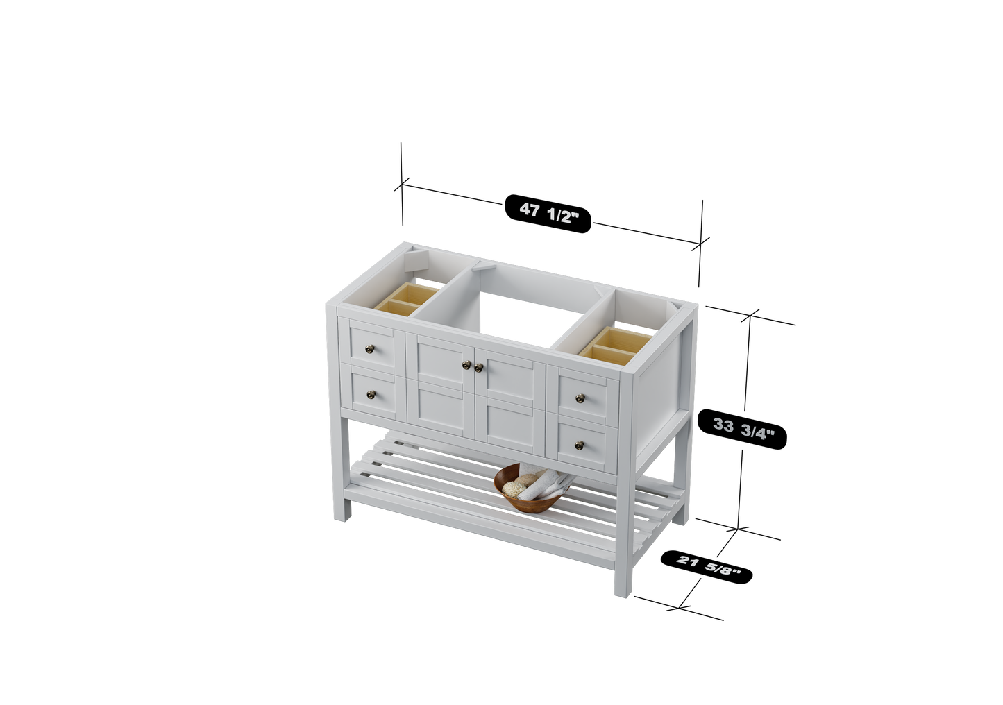 Nearmé Dallas 47.5 Inch Bathroom Vanity in White - Cabinet Only