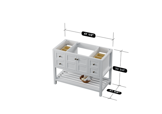 Nearmé Dallas 47.5 Inch Bathroom Vanity in White - Cabinet Only