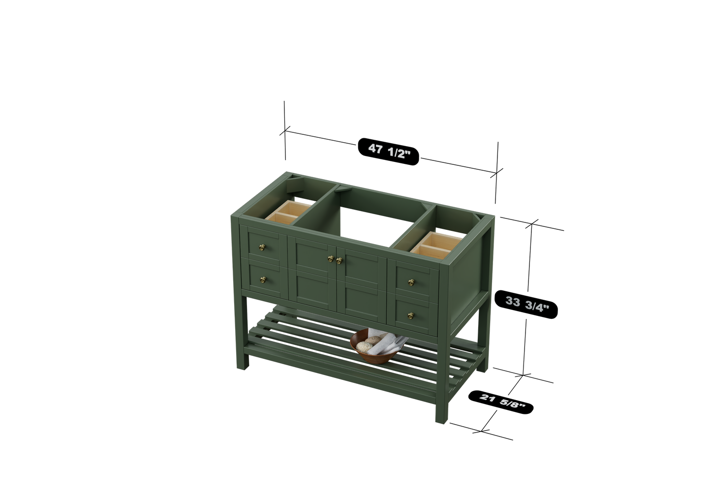 Nearmé Dallas 47.5 Inch Bathroom Vanity in Sage- Cabinet Only