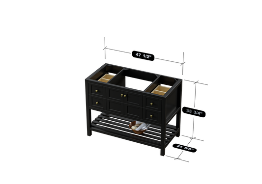 Nearmé Dallas 47.5 Inch Bathroom Vanity in Black - Cabinet Only