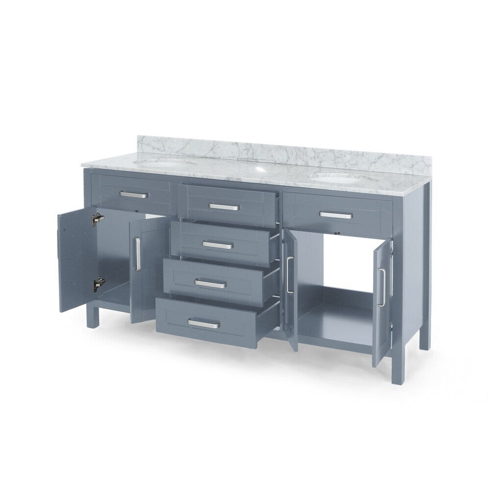 Greeley 72" Double Vanity in Gray with Quartz Top Noble House
