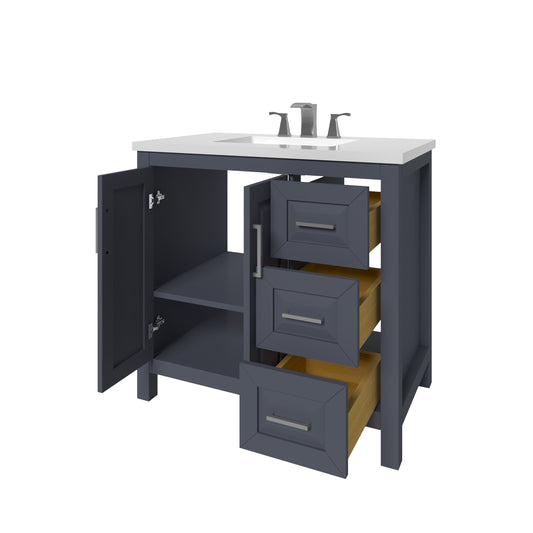 Kennesaw 35.5 inch Bathroom Vanity in Charcoal- Cabinet Only Atlanta Vanity & Bathworks