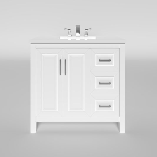 Kennesaw 35.5 inch Bathroom Vanity in White- Cabinet Only Atlanta Vanity & Bathworks