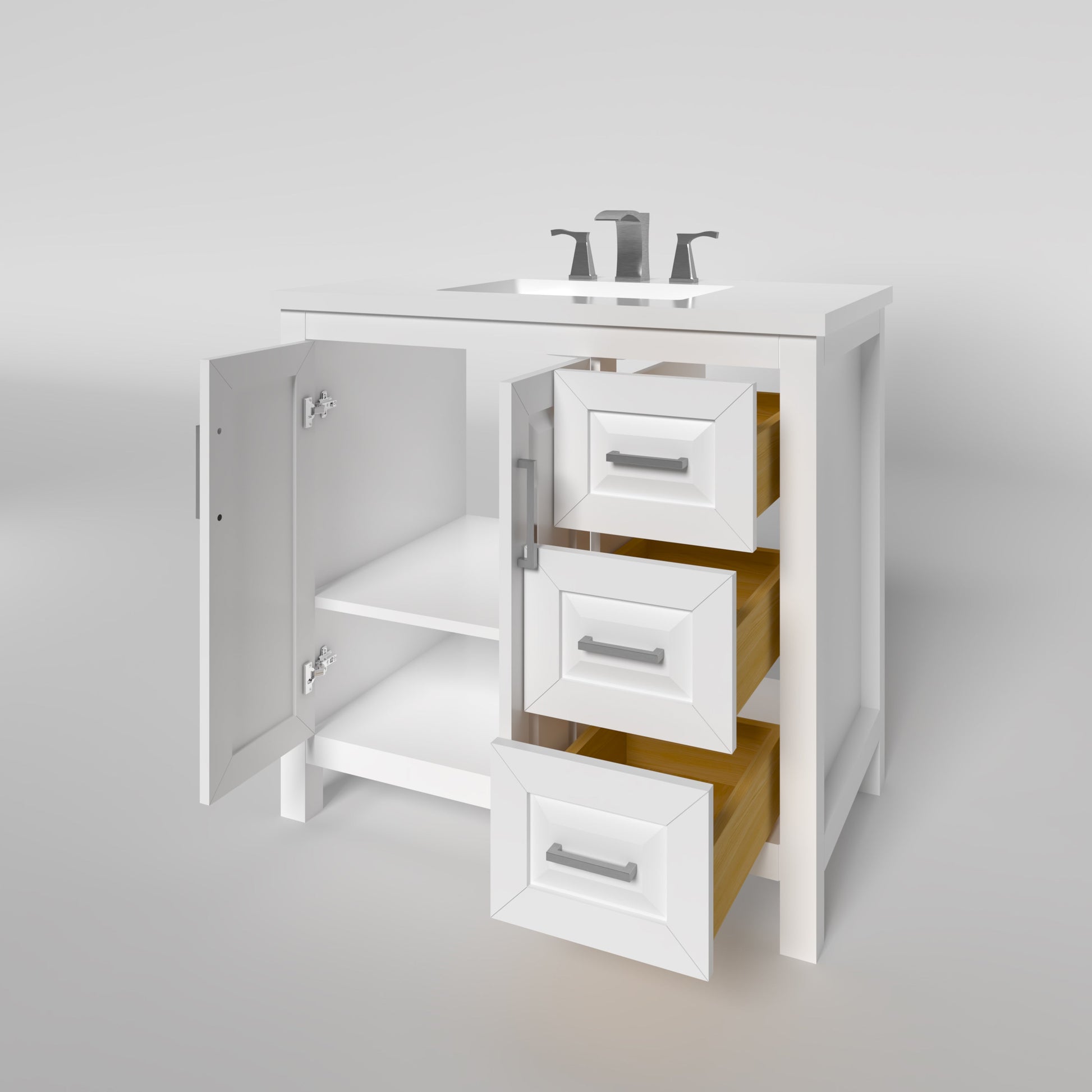 Kennesaw 35.5 inch Bathroom Vanity in White- Cabinet Only Atlanta Vanity & Bathworks