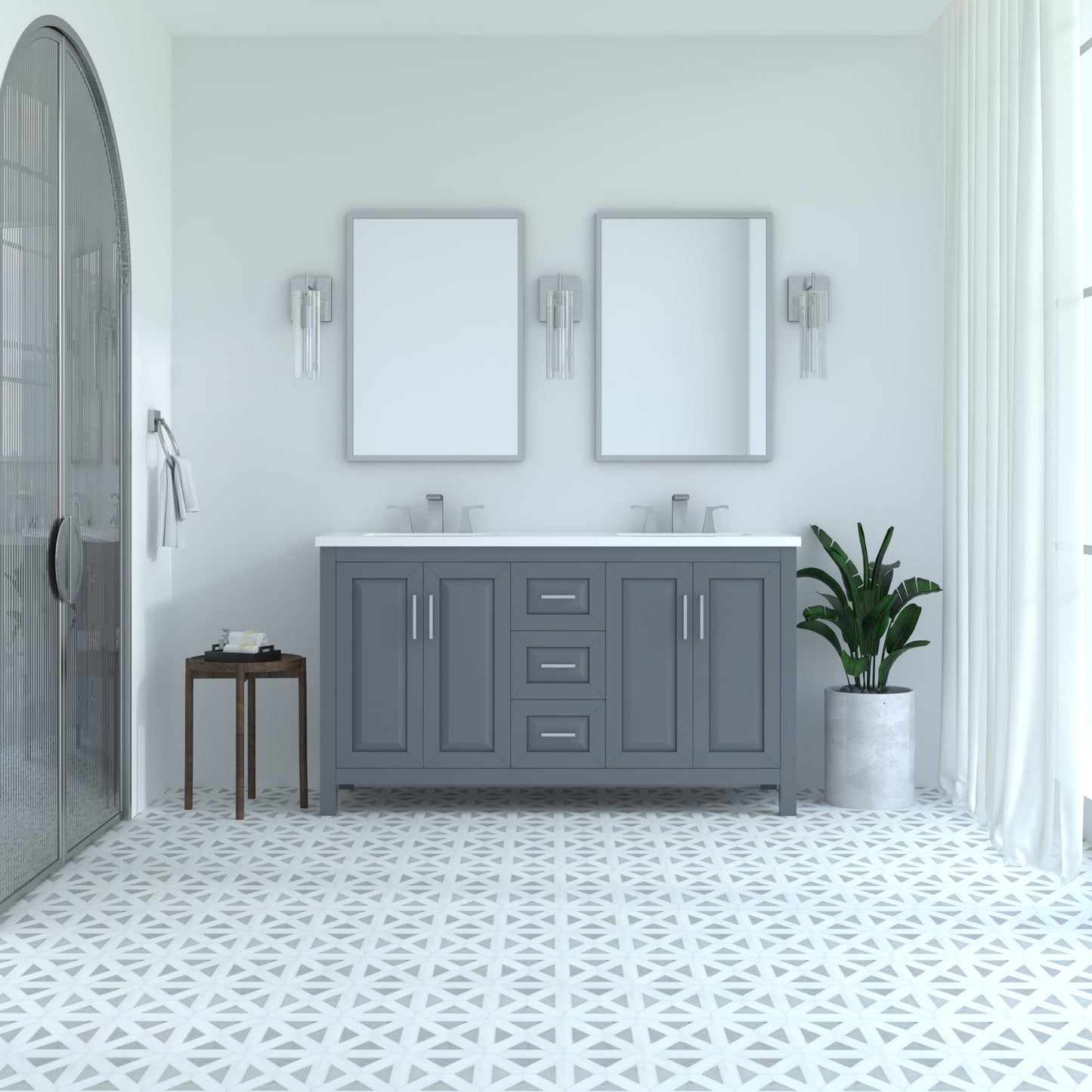 Kennesaw 59.5 inch Double Bathroom Vanity in Charcoal- Cabinet Only Atlanta Vanity & Bathworks