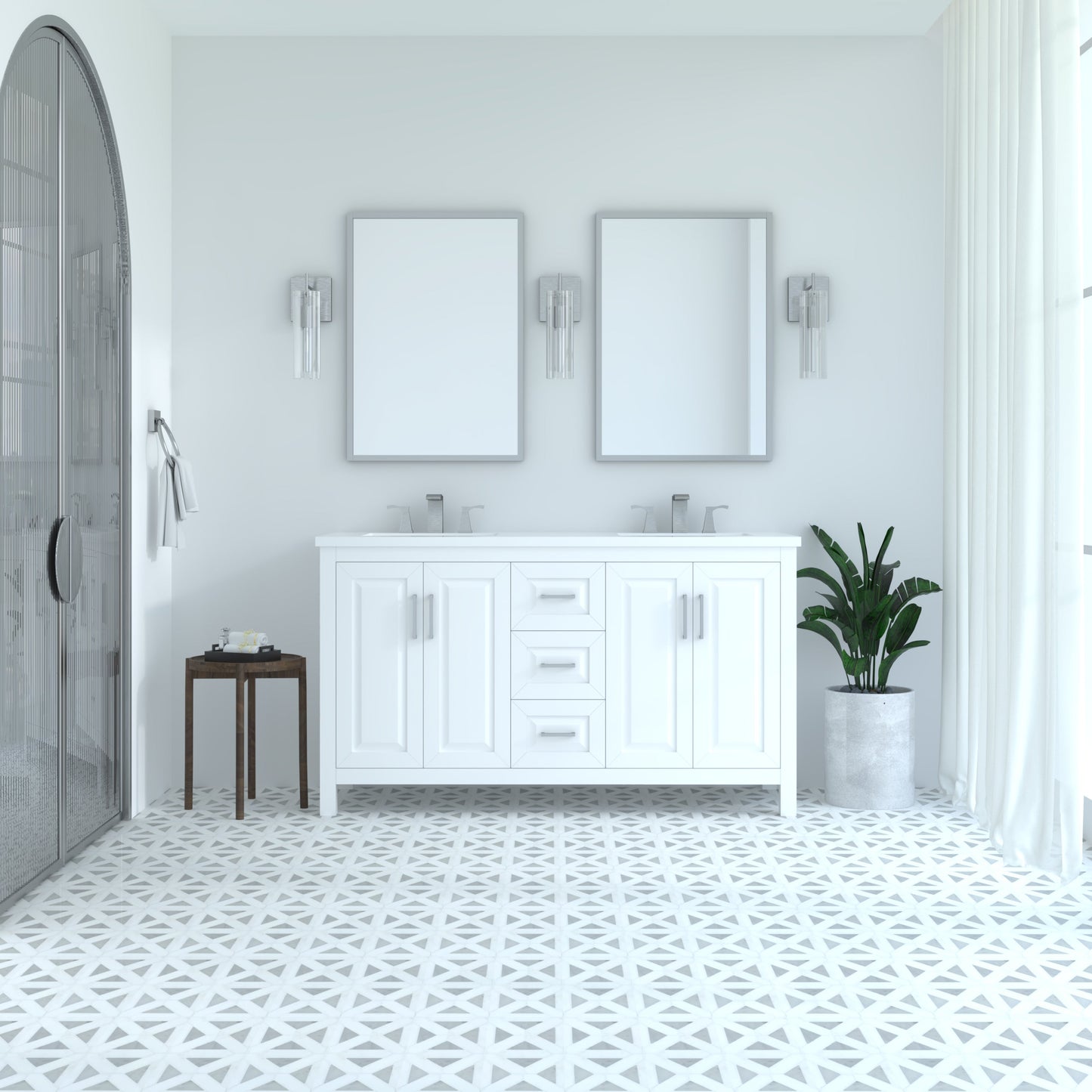 Kennesaw 59.5 inch Double Bathroom Vanity in White- Cabinet Only Atlanta Vanity & Bathworks