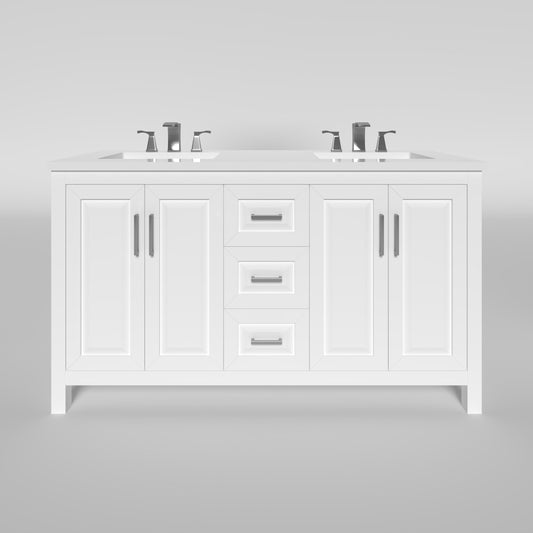 Kennesaw 59.5 inch Double Bathroom Vanity in White- Cabinet Only Atlanta Vanity & Bathworks
