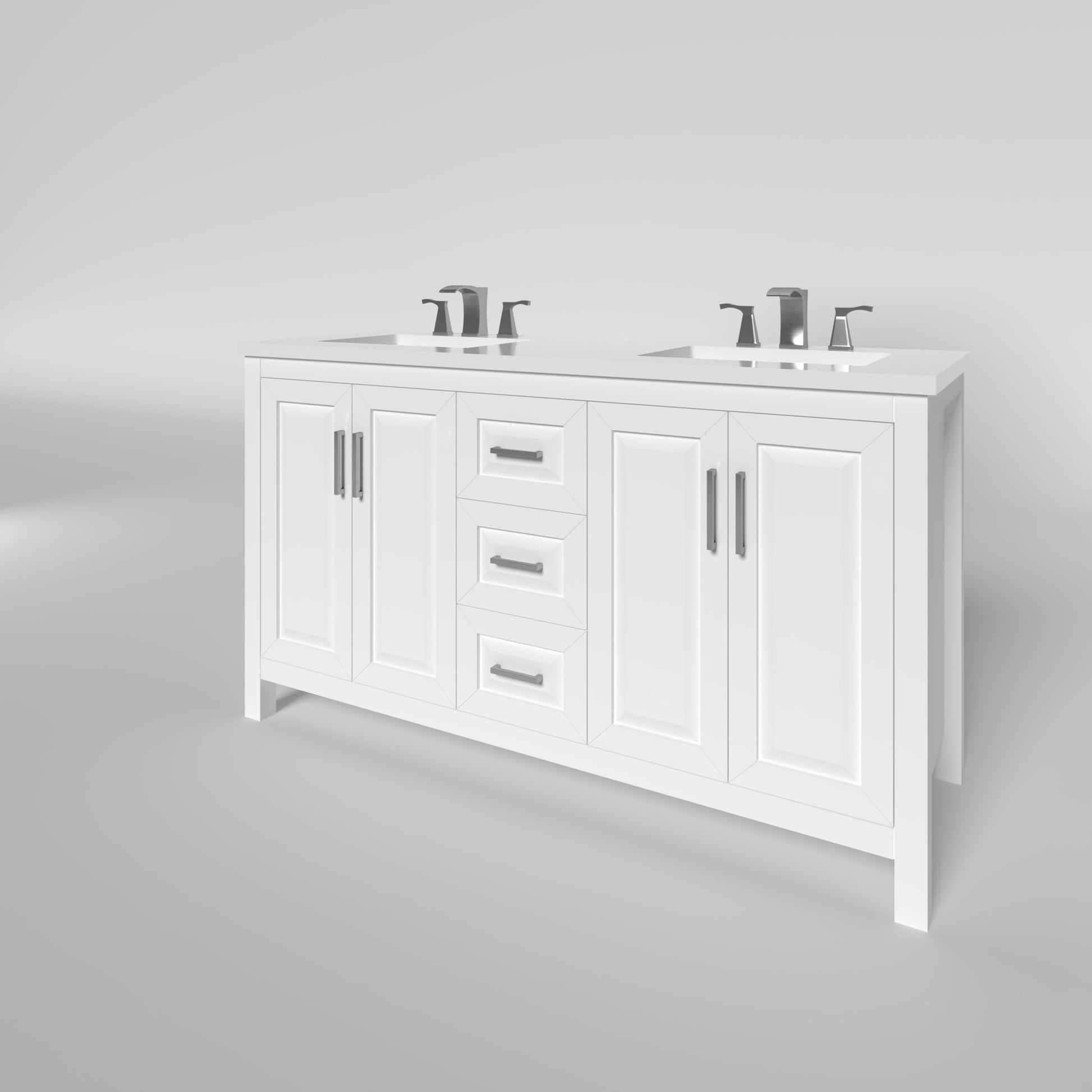 Kennesaw 59.5 inch Double Bathroom Vanity in White- Cabinet Only Atlanta Vanity & Bathworks