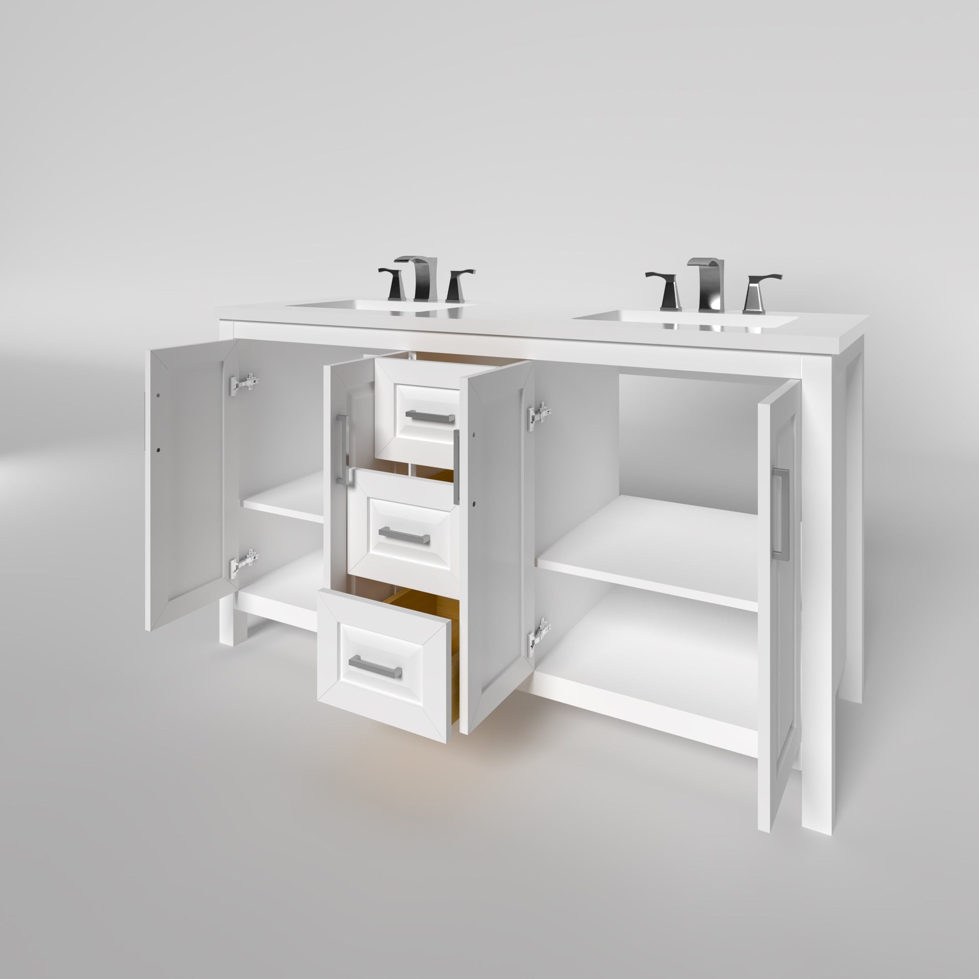 Kennesaw 59.5 inch Double Bathroom Vanity in White- Cabinet Only Atlanta Vanity & Bathworks