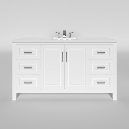 Kennesaw 59.5 inch Single Bathroom Vanity in White- Cabinet Only Atlanta Vanity & Bathworks