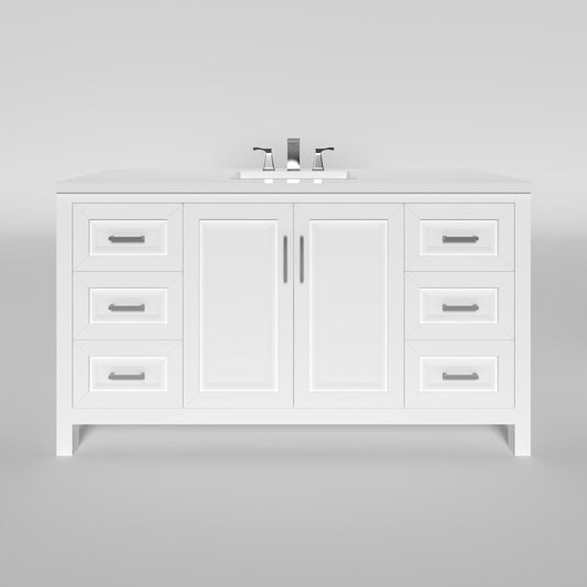 Kennesaw 59.5 inch Single Bathroom Vanity in White- Cabinet Only Atlanta Vanity & Bathworks