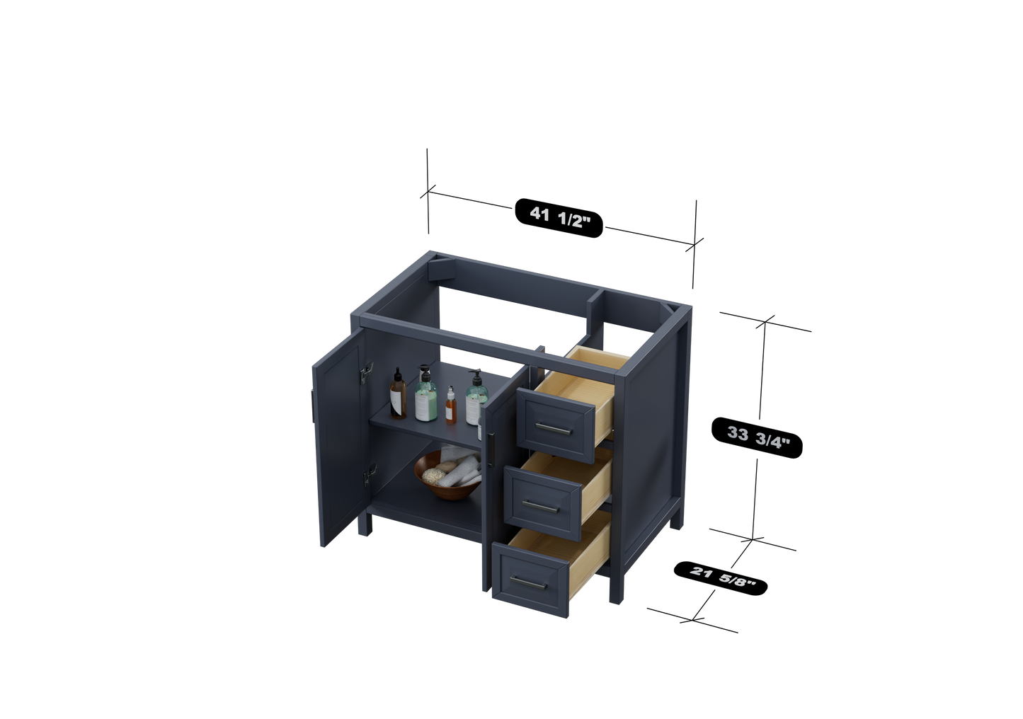 Kennesaw 41.5 inch Bathroom Vanity in Charcoal- Cabinet Only