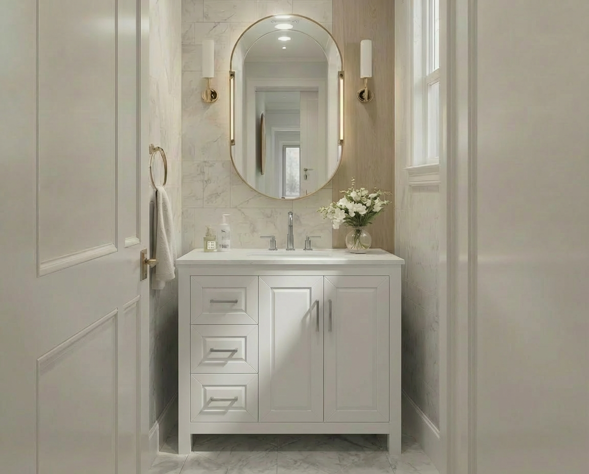 Kennesaw 35.5 inch Bathroom Vanity in White- Cabinet Only