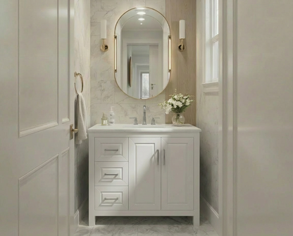 Kennesaw 35.5 inch Bathroom Vanity in White- Cabinet Only