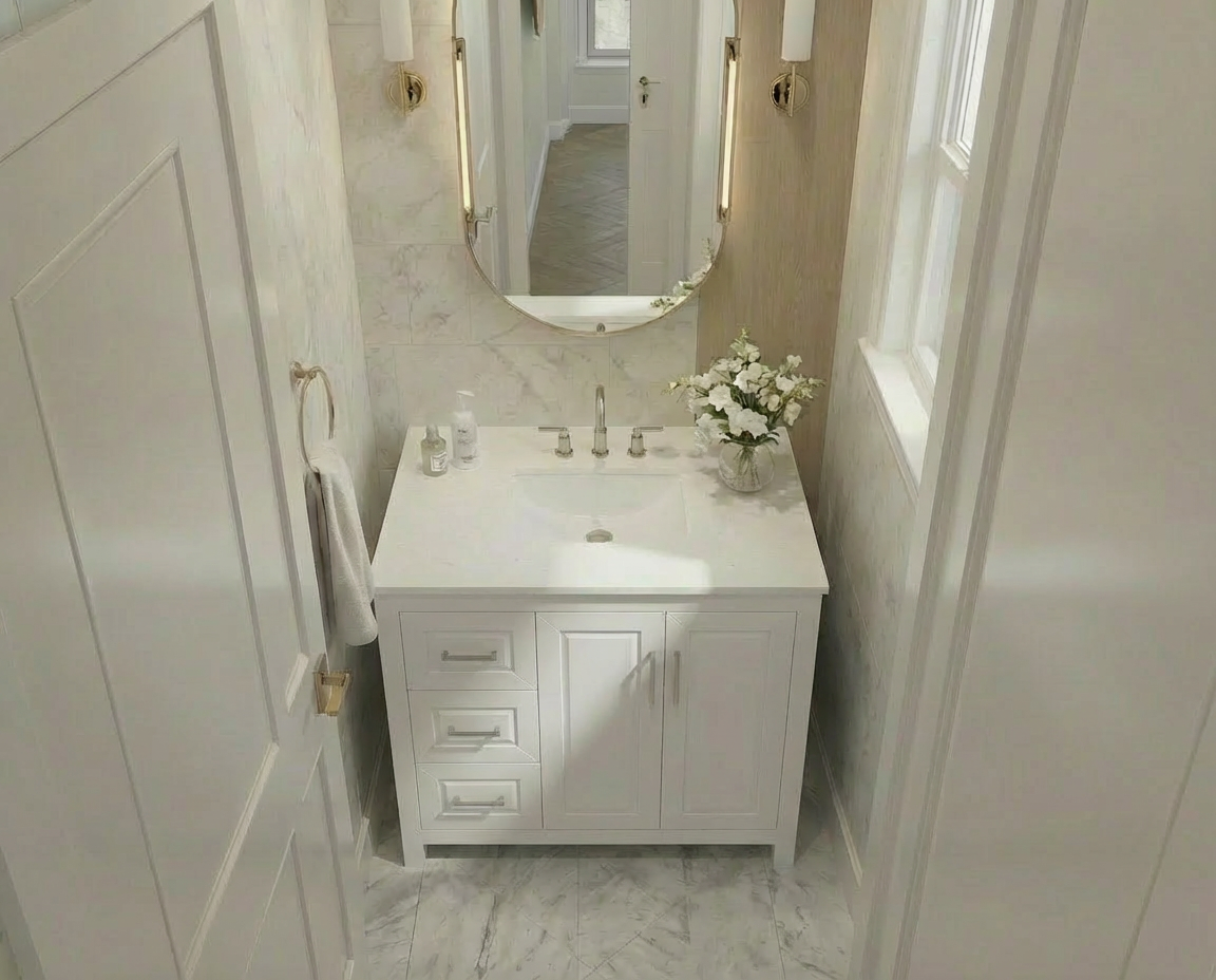Kennesaw 35.5 inch Bathroom Vanity in White- Cabinet Only