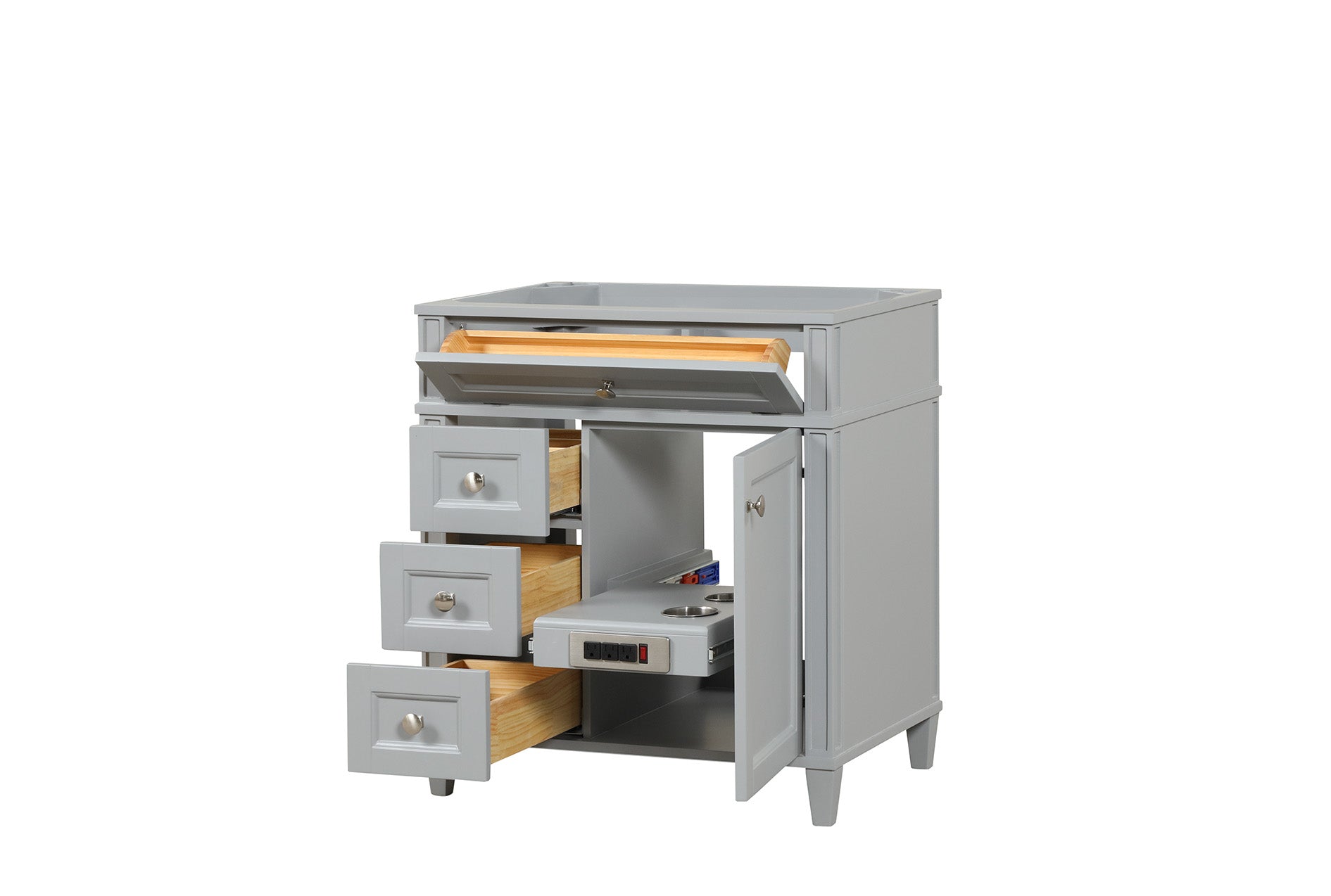Kensington 29.5 Left in All Wood Vanity in Metal Gray - Cabinet Only ER VANITIES