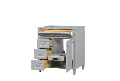 Kensington 29.5 Left in All Wood Vanity in Metal Gray - Cabinet Only ER VANITIES