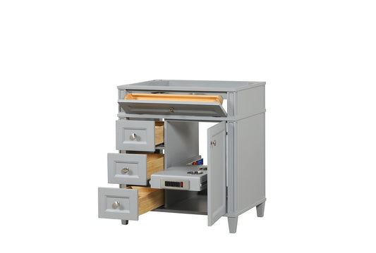 Kensington 29.5 Left in All Wood Vanity in Metal Gray - Cabinet Only ER VANITIES