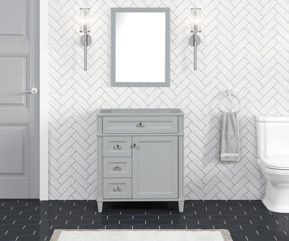 Kensington 29.5 Left in All Wood Vanity in Metal Gray - Cabinet Only ER VANITIES