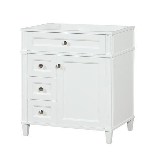 Kensington 29.5 Left Drawers in All Wood Vanity in Bright White - Cabinet Only ER VANITIES