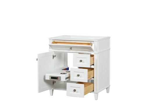 Kensington 29.5 Right Drawers in All Wood Vanity in Bright White - Cabinet Only ER VANITIES