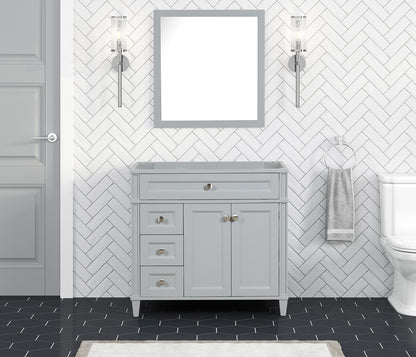 Kensington 35.5 Left in All Wood Vanity in Metal Gray - Cabinet Only ER VANITIES