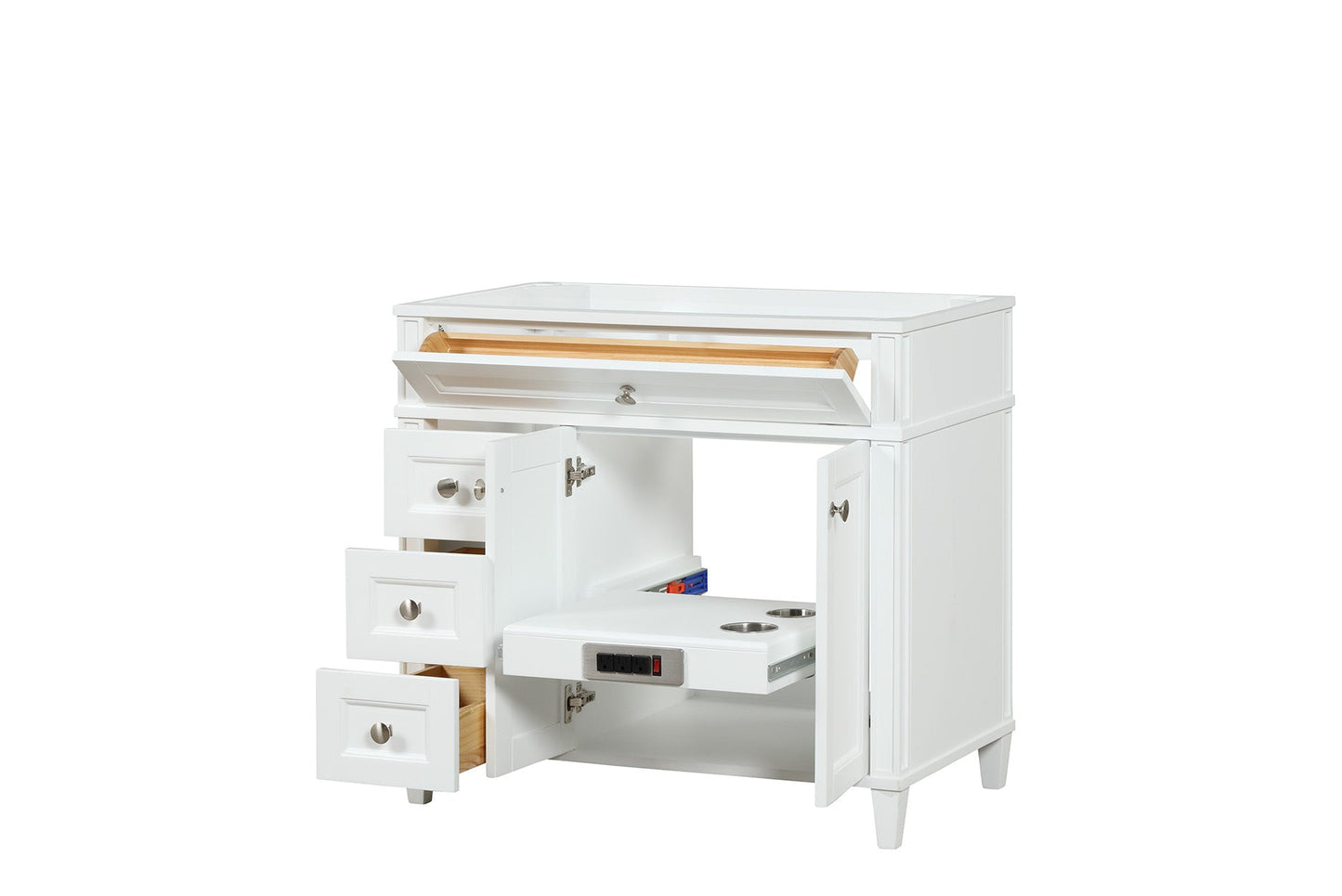Kensington 35.5 Left Drawers in All Wood Vanity in Bright White - Cabinet Only ER VANITIES
