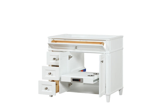 Kensington 35.5 Left Drawers in All Wood Vanity in Bright White - Cabinet Only ER VANITIES
