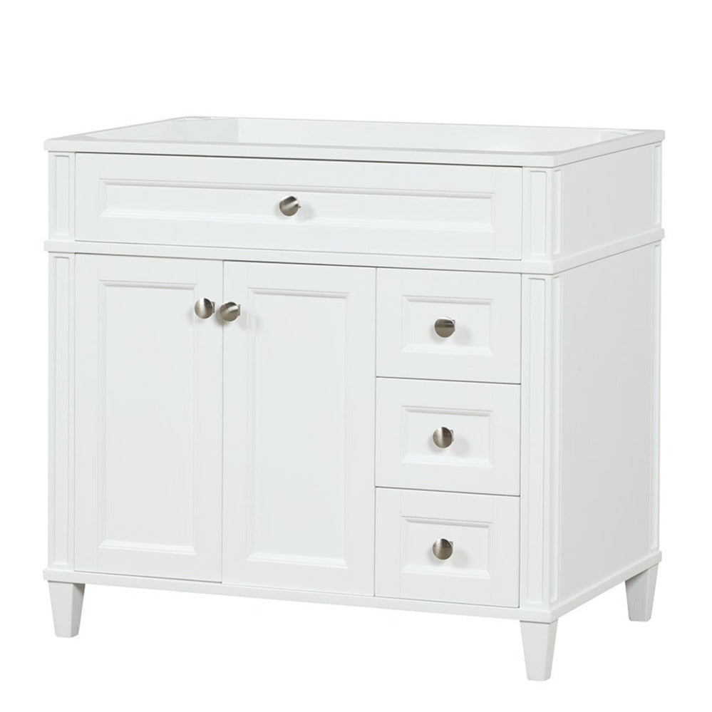 Kensington 35.5 Right Drawers in All Wood Vanity in Bright White - Cabinet Only ER VANITIES