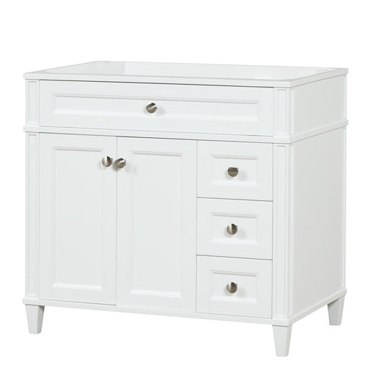 Kensington 35.5 Right Drawers in All Wood Vanity in Bright White - Cabinet Only ER VANITIES