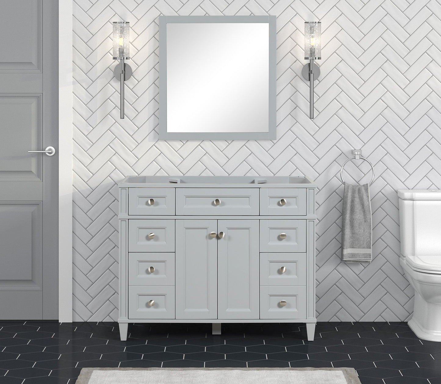 Kensington 41.5 in Solid All Vanity in Metal Gray - Cabinet Only ER VANITIES